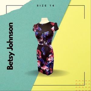 Betsey Johnson Floral BodyCon - Sz 14    Short Sleeve Cocktail Dress